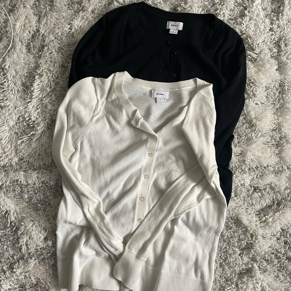 Two old navy cardigans black and cream